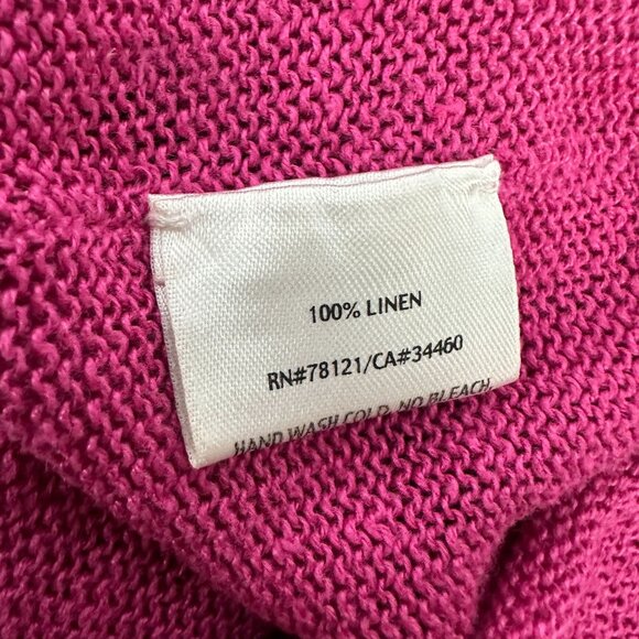 Eileen Fisher Petite Open Knit Fuchsia Linen Sweater Size PM - Picture 5 of 8